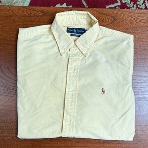 Polo by Ralph Lauren Men's Light Yellow Button Down Custom Fit Shirt Medium